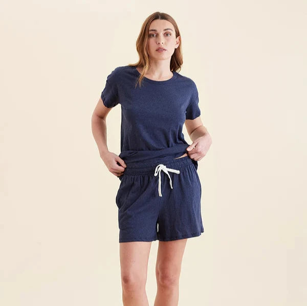 Jada Organic Cotton Knit Short PJ Set - Navy