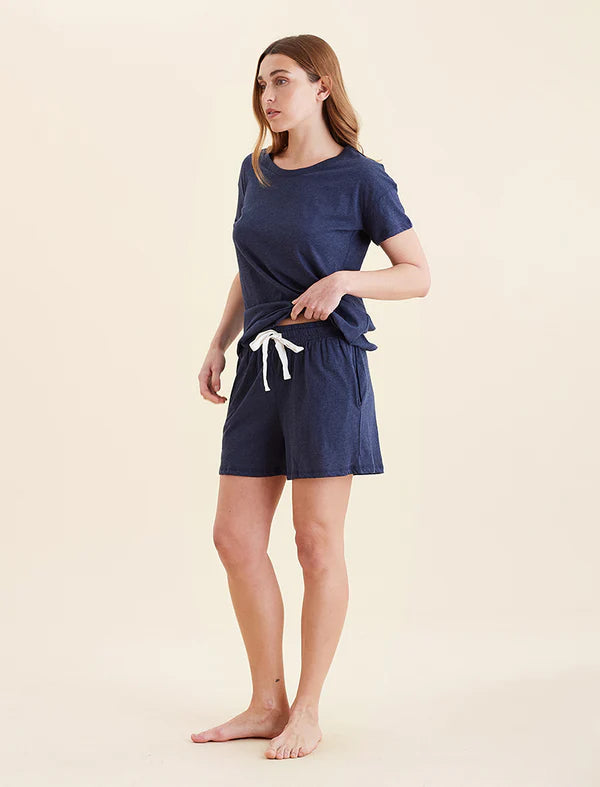 Jada Organic Cotton Knit Short PJ Set - Navy