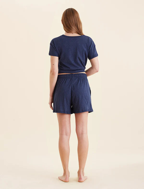 Jada Organic Cotton Knit Short PJ Set - Navy