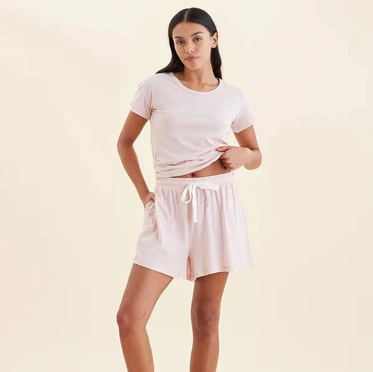 Jada Organic Cotton Knit Short PJ Set - Papinelle Pink