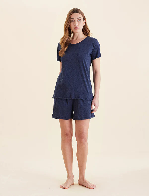 Jada Organic Cotton Knit Short PJ Set - Navy