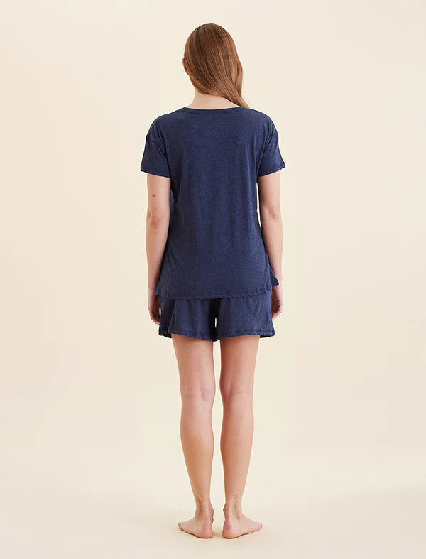 Jada Organic Cotton Knit Short PJ Set - Navy