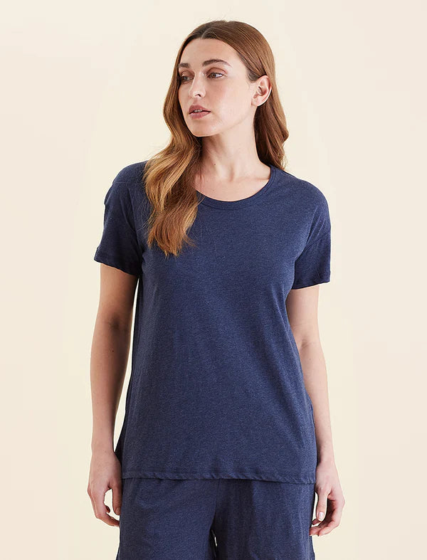 Jada Organic Cotton Knit Short PJ Set - Navy