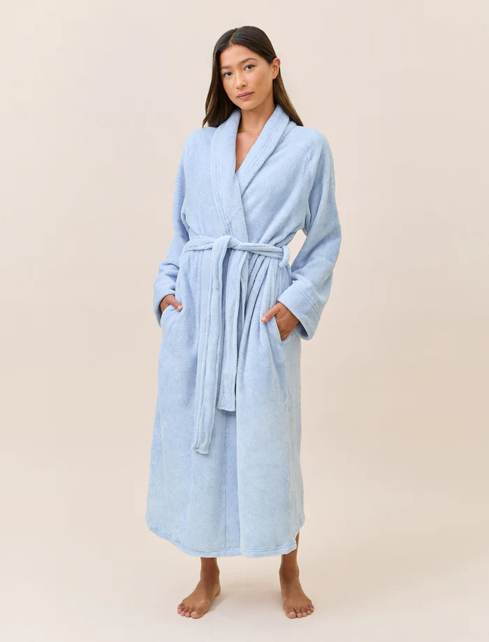 Long Plush Robe - Winter Blue