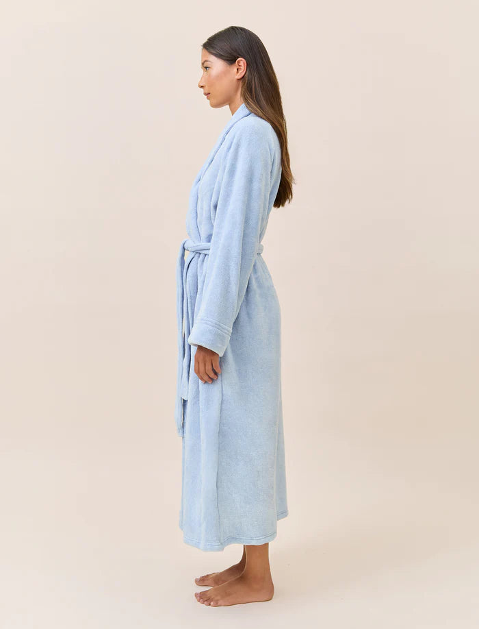 Long Plush Robe - Winter Blue