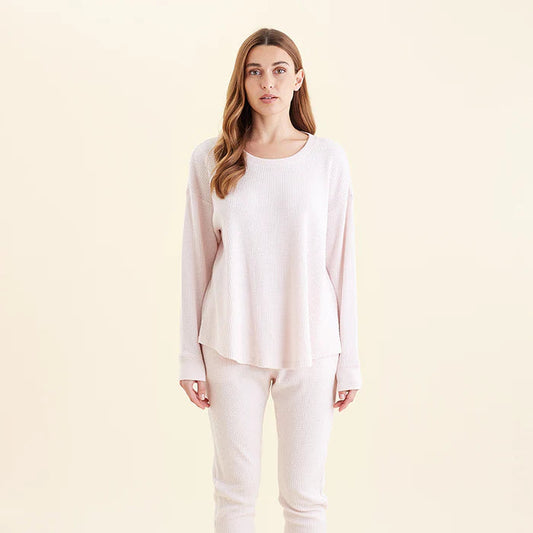 Super Soft Waffle Long Sleeve Relaxed Top - Rose