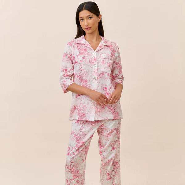 Toile De Jouy Crop PJ Set - Pink Lemonade
