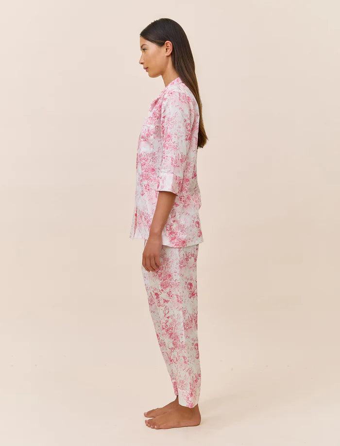 Toile De Jouy Crop PJ Set - Pink Lemonade