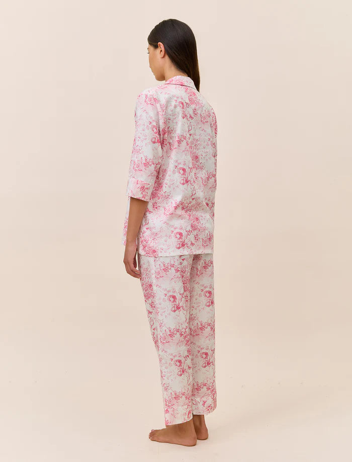 Toile De Jouy Crop PJ Set - Pink Lemonade