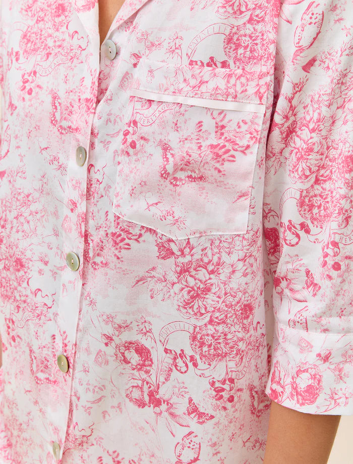 Toile De Jouy Crop PJ Set - Pink Lemonade