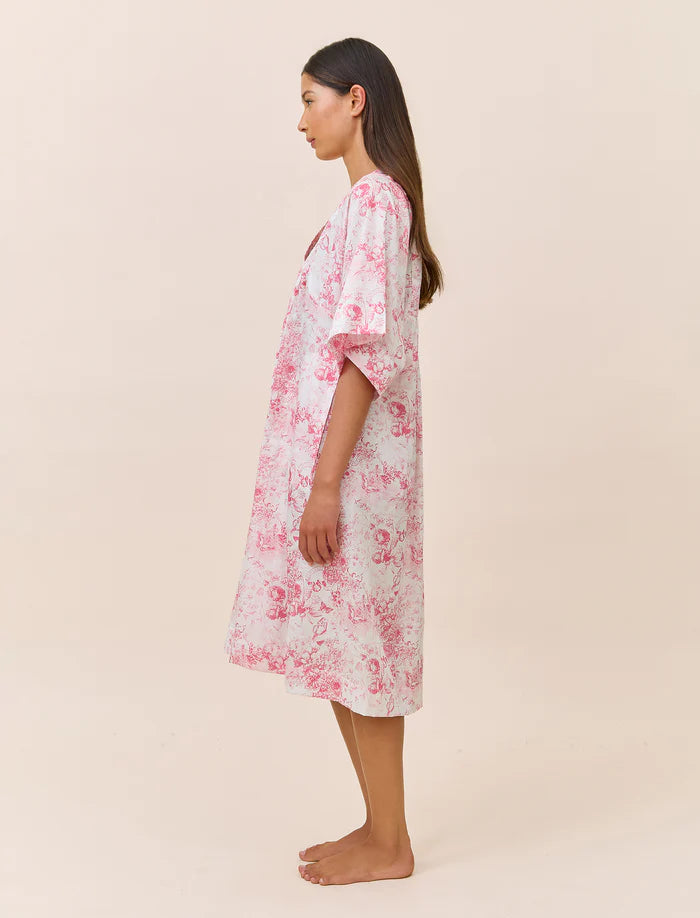 Toile De Jouy Kaftan Nightie - Pink Lemonade