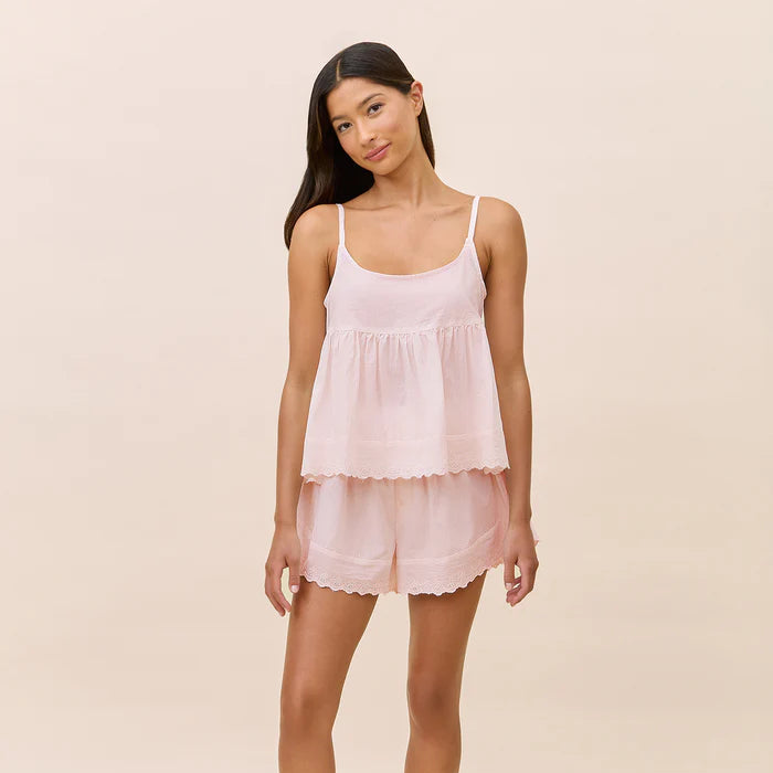 Millie Broderie PJ Set - Pink Rose