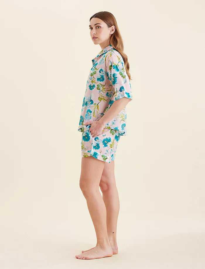 Audrey Floral Boxer PJ Set - Lace Pink