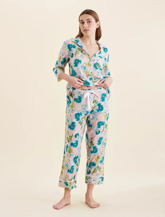 Audrey Floral Crop PJ Set - Lace Pink