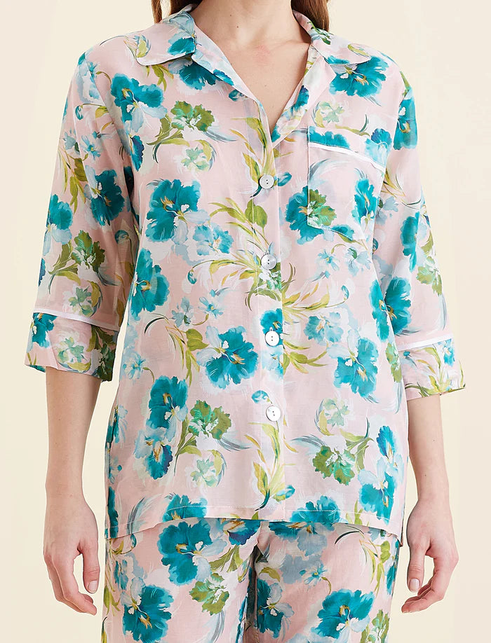 Audrey Floral Crop PJ Set - Lace Pink