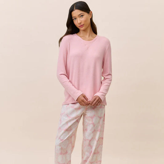 Snowball Cosy Organic Cotton Full Length Pant & Feather Soft Top - Rose