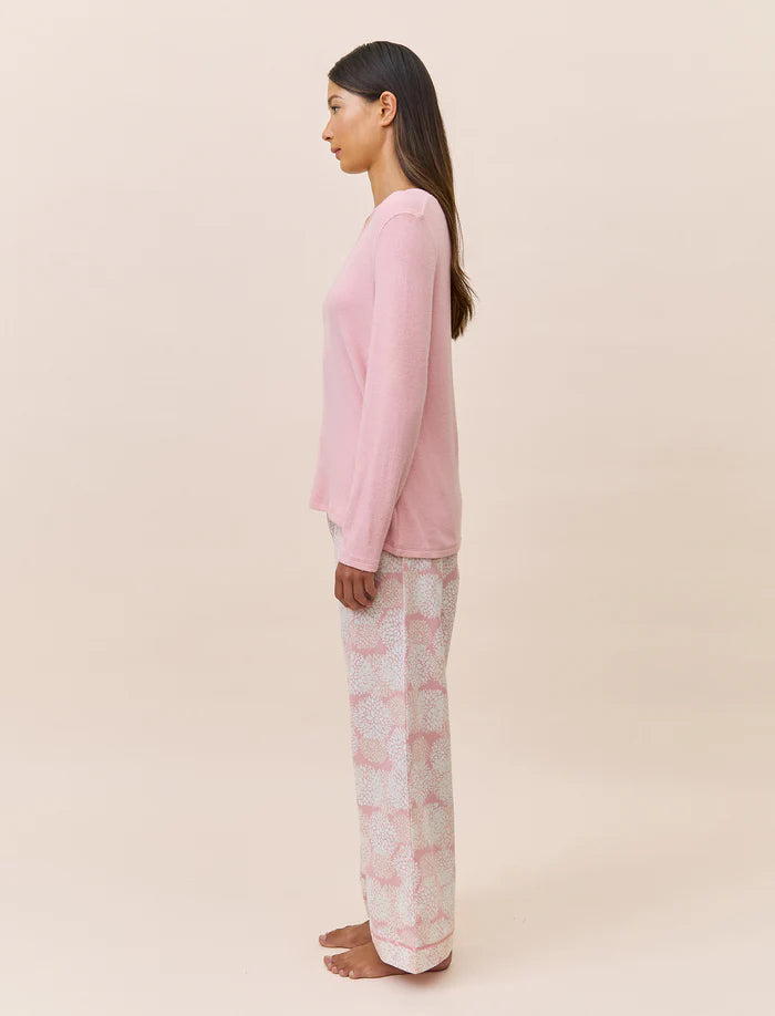 Snowball Cosy Organic Cotton Full Length Pant & Feather Soft Top - Rose