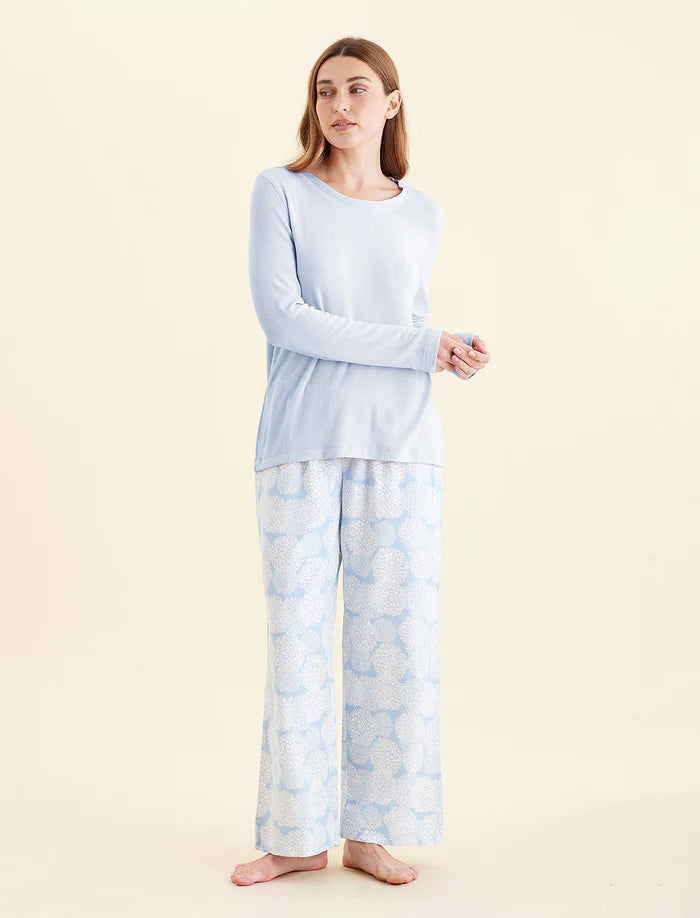 Snowball Cosy Organic Cotton Full Length Pant & Feather Soft Top - Winter Blue