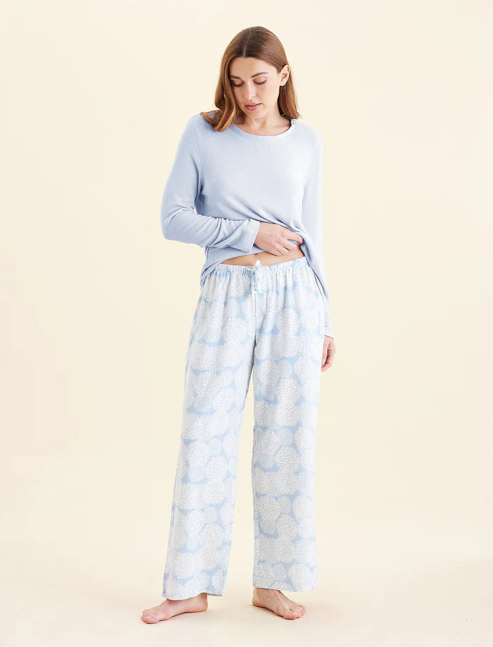 Snowball Cosy Organic Cotton Full Length Pant & Feather Soft Top - Winter Blue