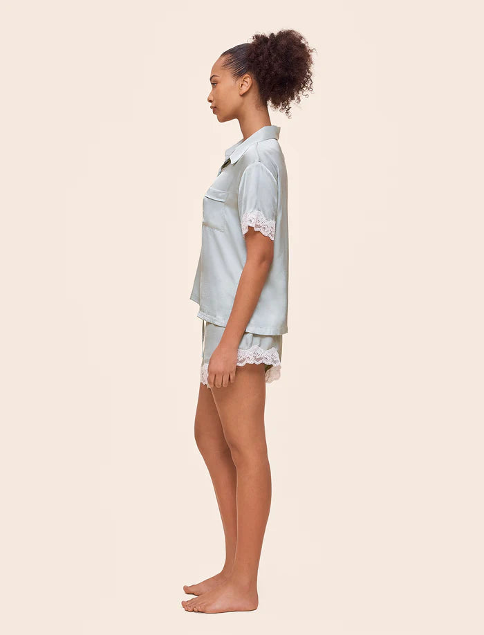 Annabelle Satin Boxer PJ Set - Sage