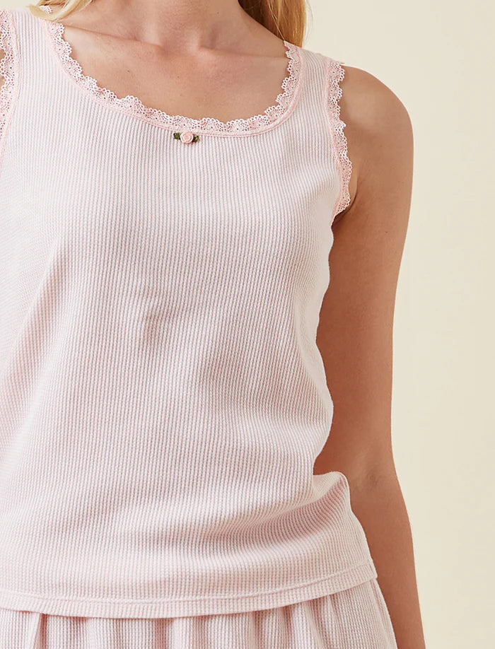 Claire Cotton Waffle Boxer PJ Set - Pearl Blush