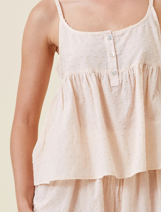 Swiss Dot Cami Boxer PJ Set - Pearl Blush