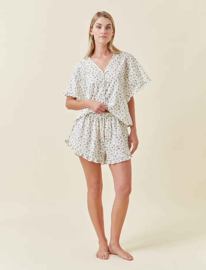 Swiss Dot Flutter Boxer Short - Rosebud Floral