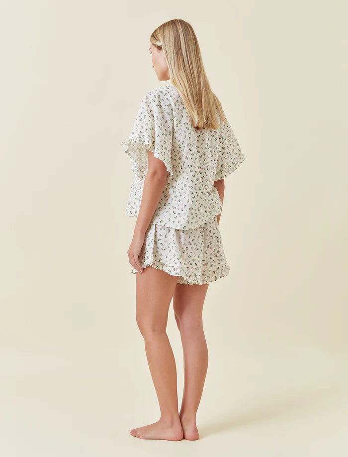 Swiss Dot Flutter Boxer Short - Rosebud Floral