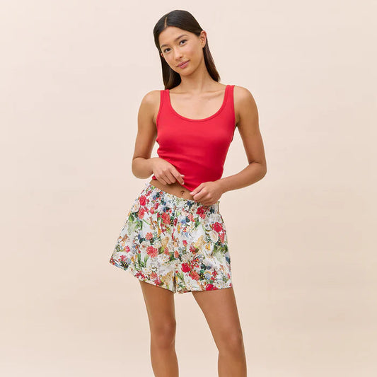 Holly Boxer & Singlet PJ Set - Red/White Floral