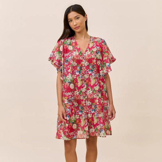 Holly Flutter Nightie - Red Floral