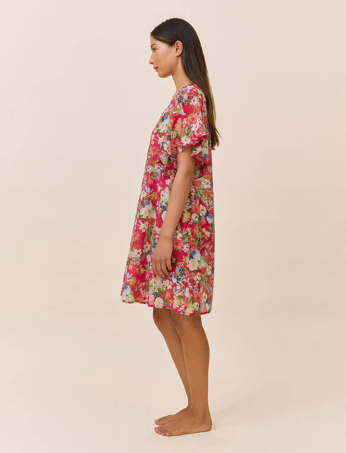 Holly Flutter Nightie - Red Floral