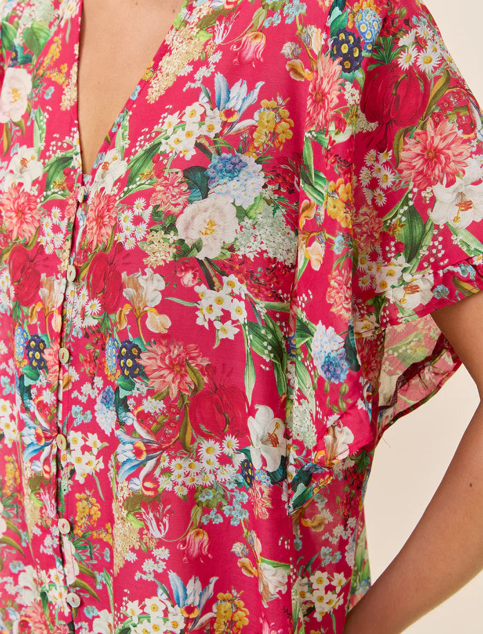 Holly Flutter Nightie - Red Floral