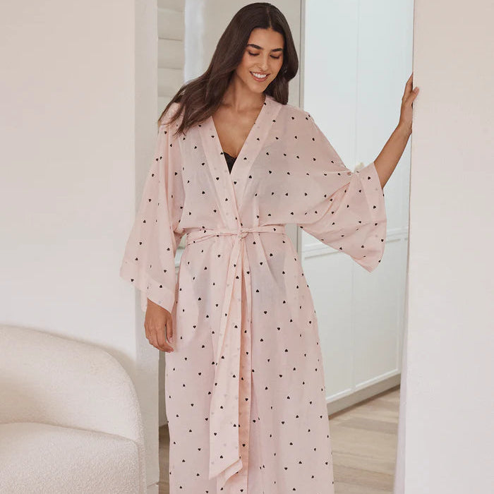 Maxi Kimono Robe - Rosewater Hearts