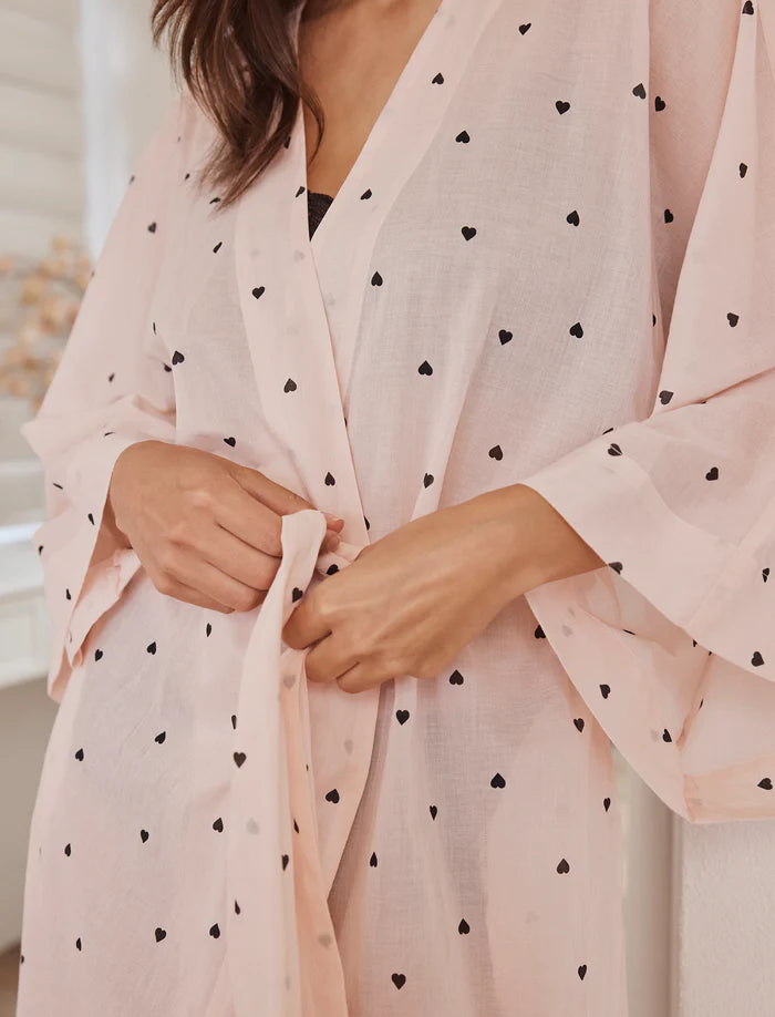 Maxi Kimono Robe - Rosewater Hearts