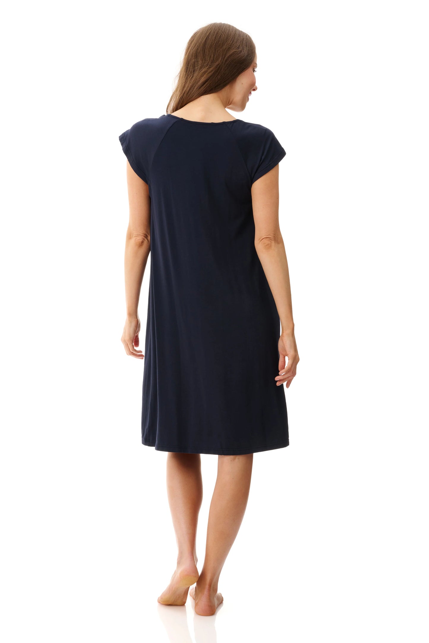 Flutter Sleeve Short Nightie - Navy