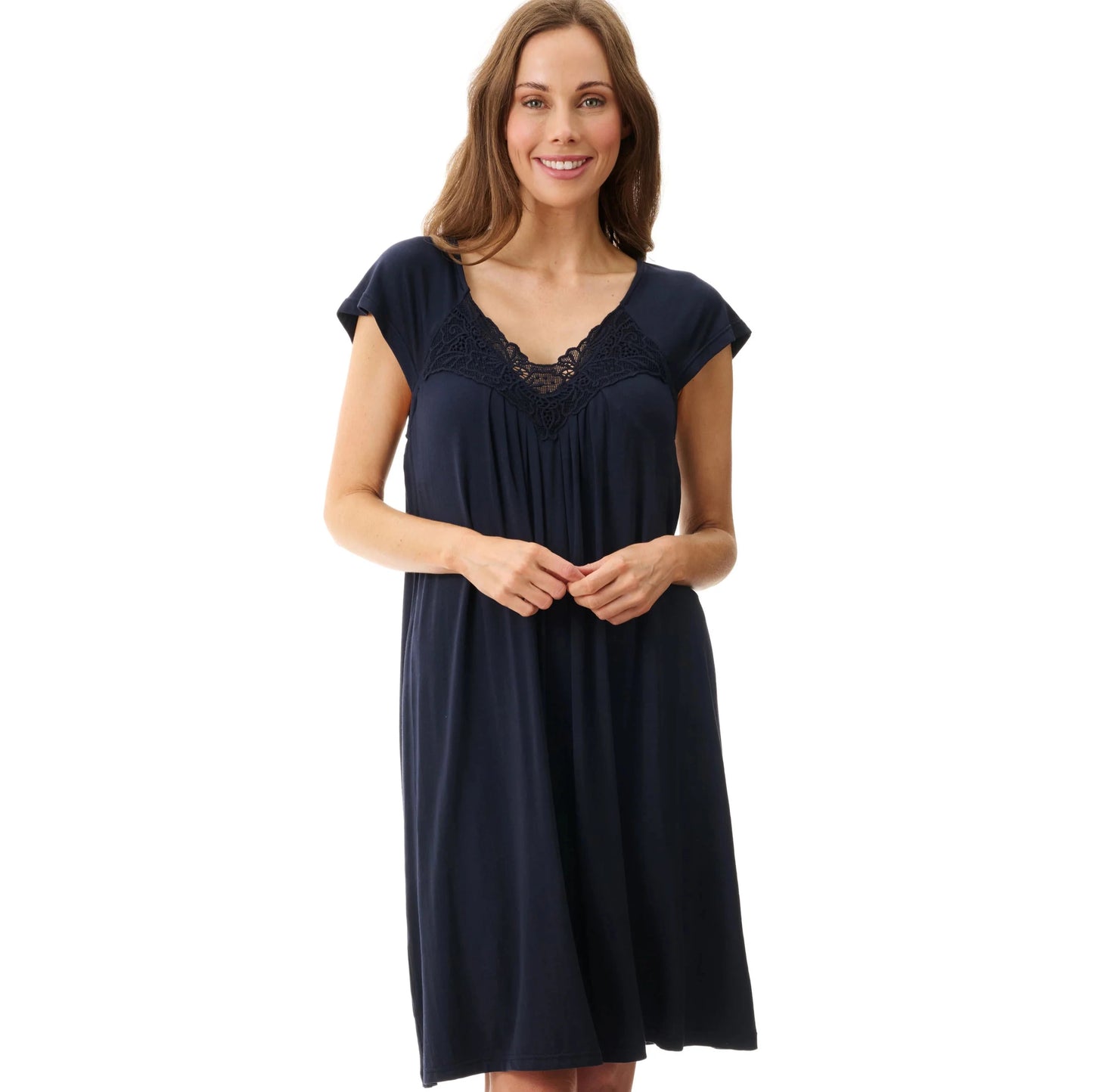 Flutter Sleeve Short Nightie - Navy