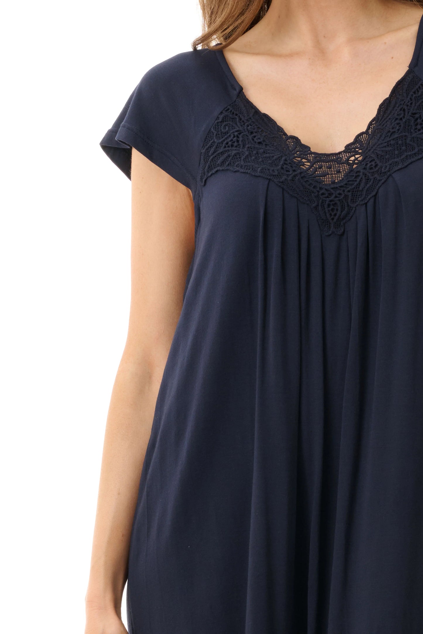 Flutter Sleeve Short Nightie - Navy