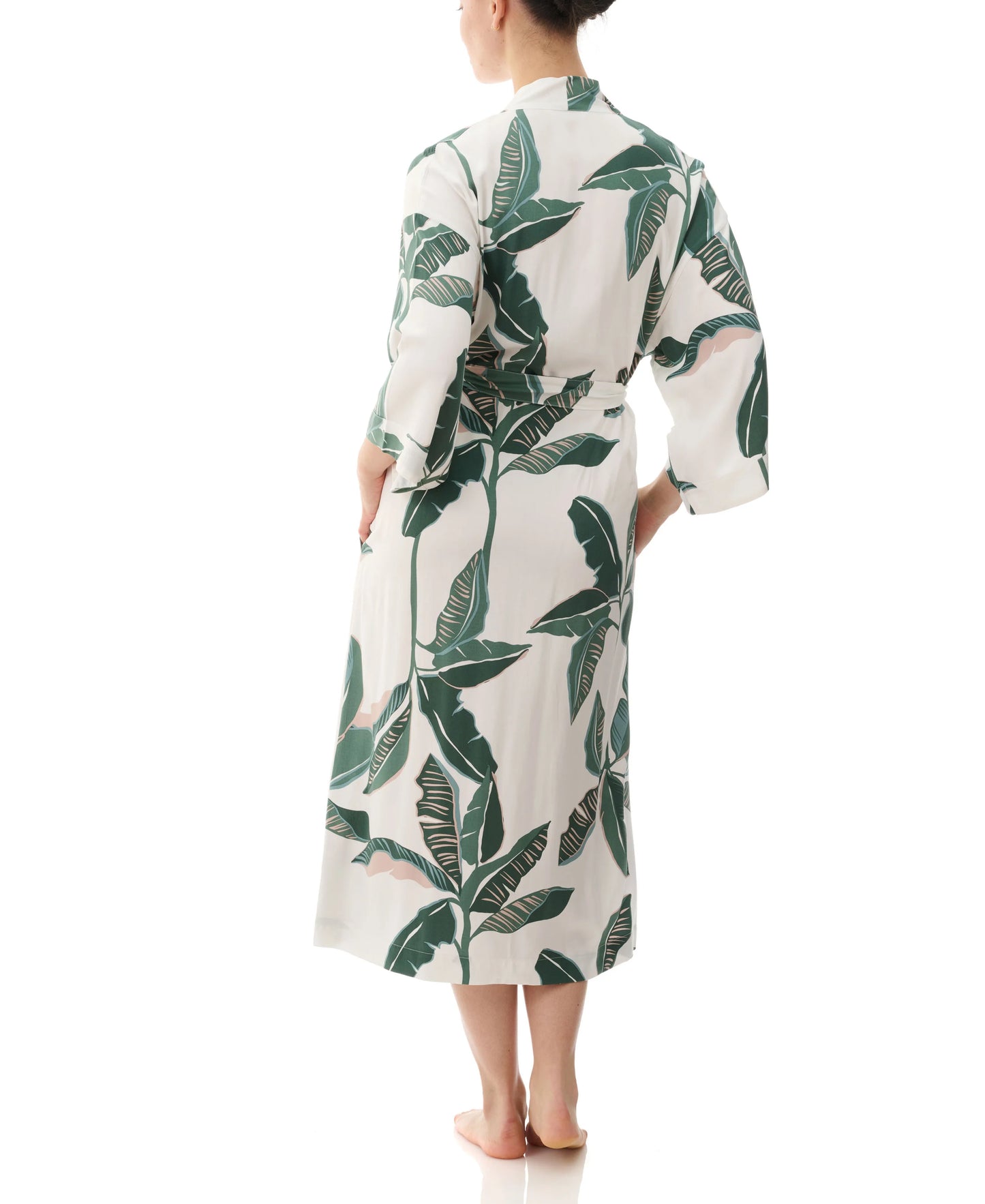 Romy Mid-Length Robe - Tropical Leaves