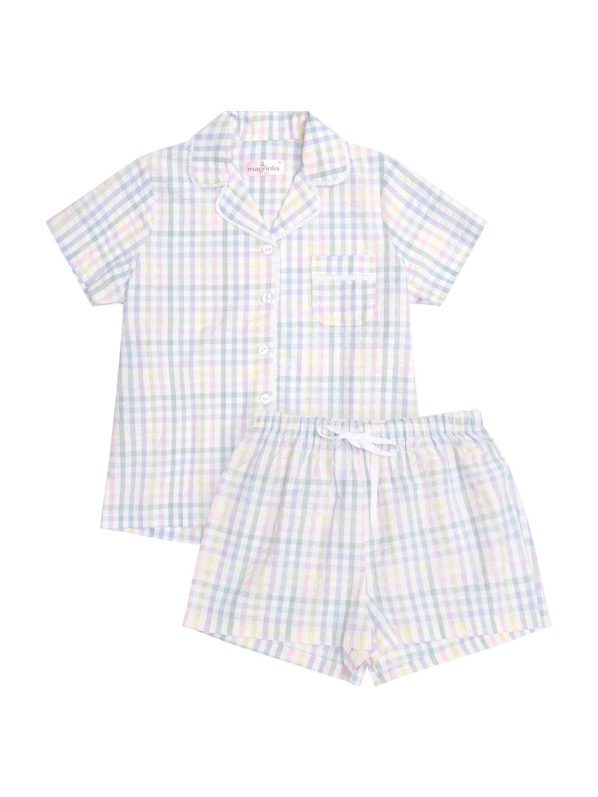 Summer Picnic Shortie PJ Set - Pastel Gingham