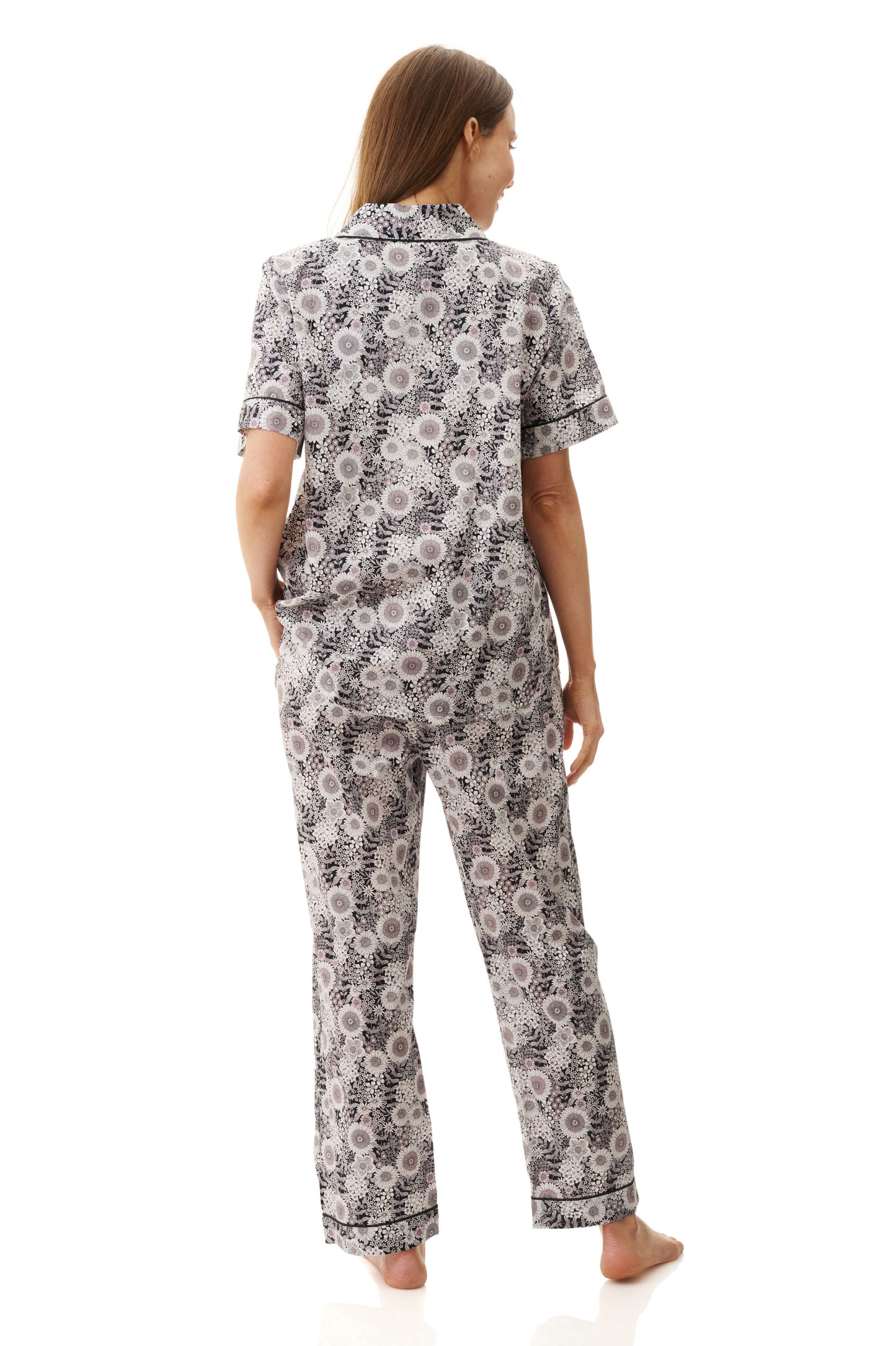 Quill Cotton PJ Set - Black Floral