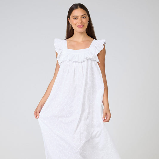Cotton Embroidered Cap Sleeve Nightie