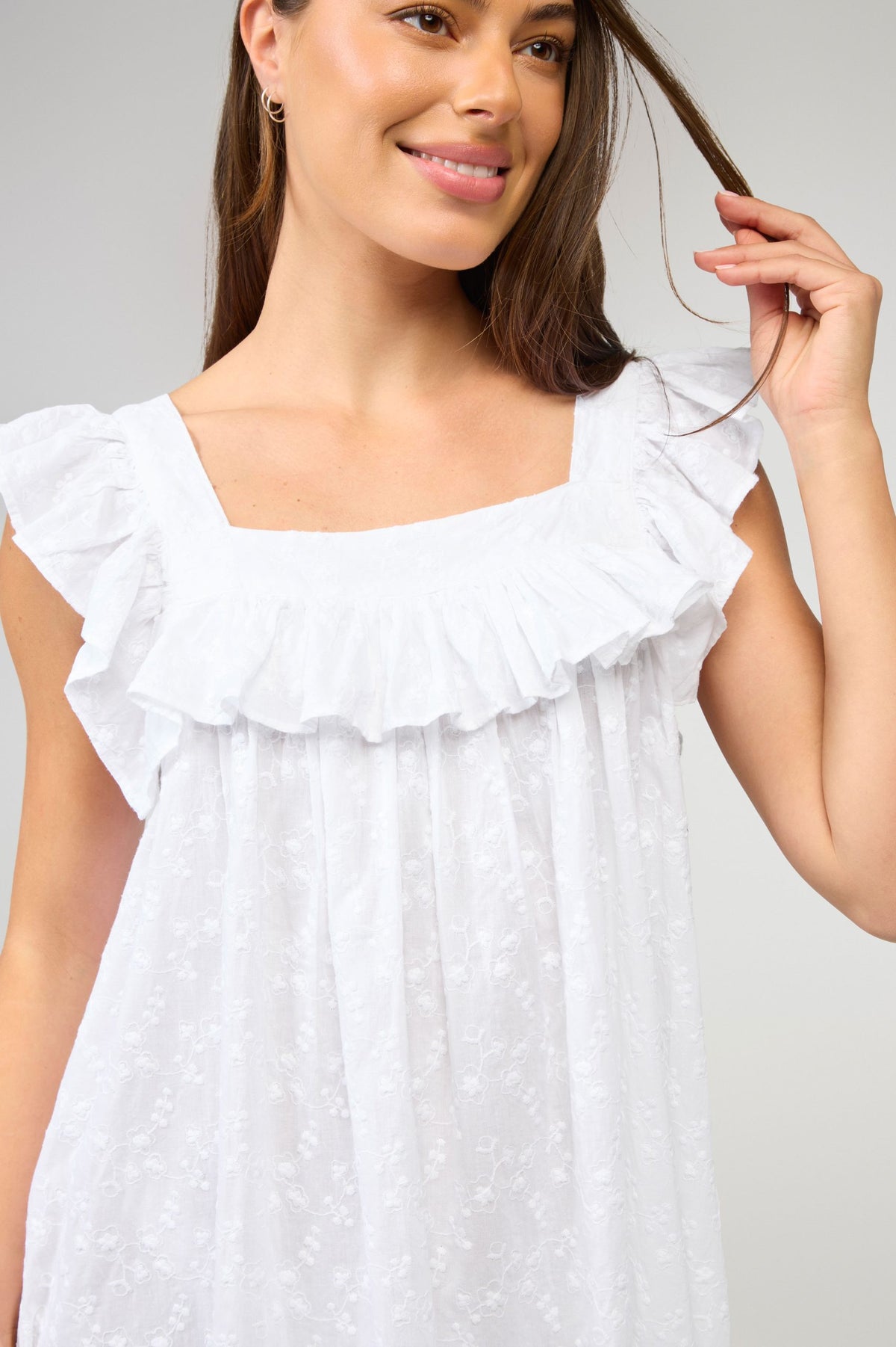 Cotton Embroidered Cap Sleeve Nightie