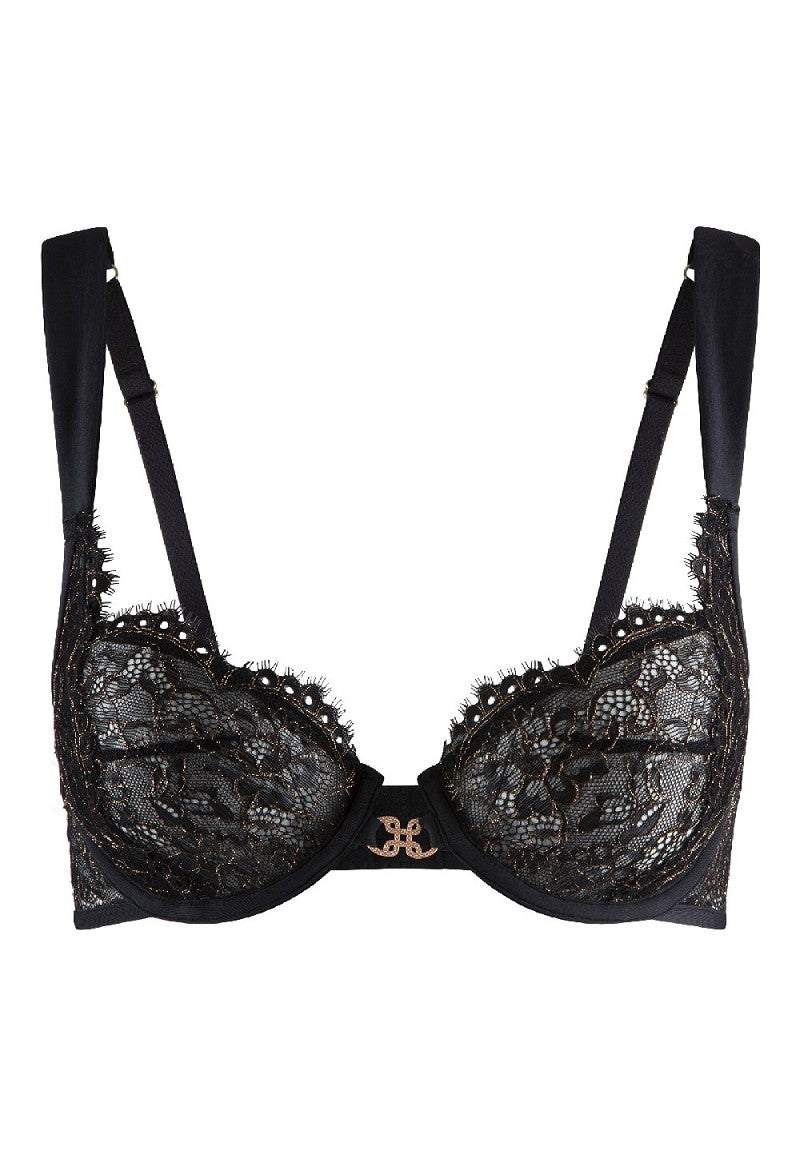 Lace & Lurex Thread UW Bra - Black/Gold