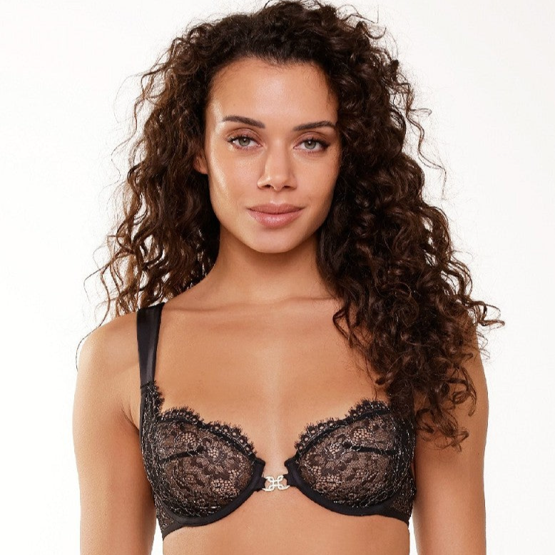 Lace & Lurex Thread UW Bra - Black/Gold