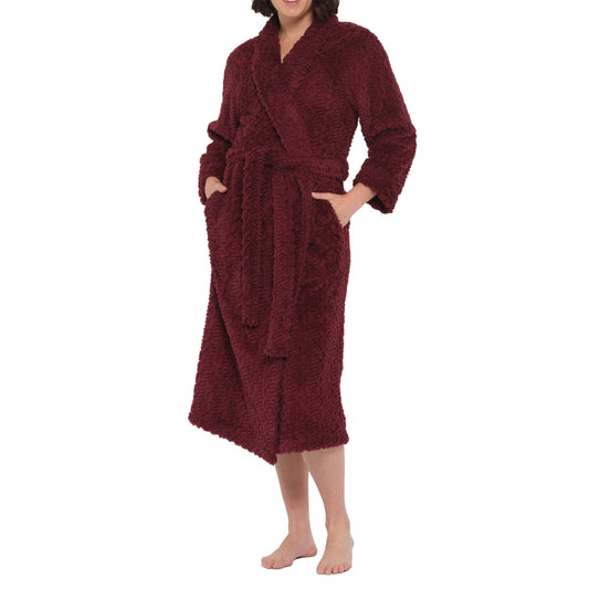 Burgundy Fleece Dressing Gown
