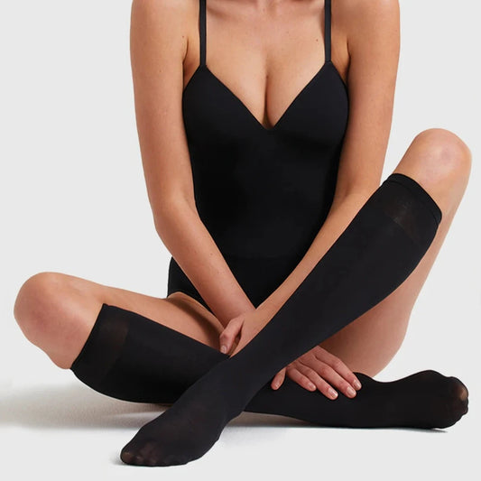 Opaque Black Knee Highs - 2 Pair