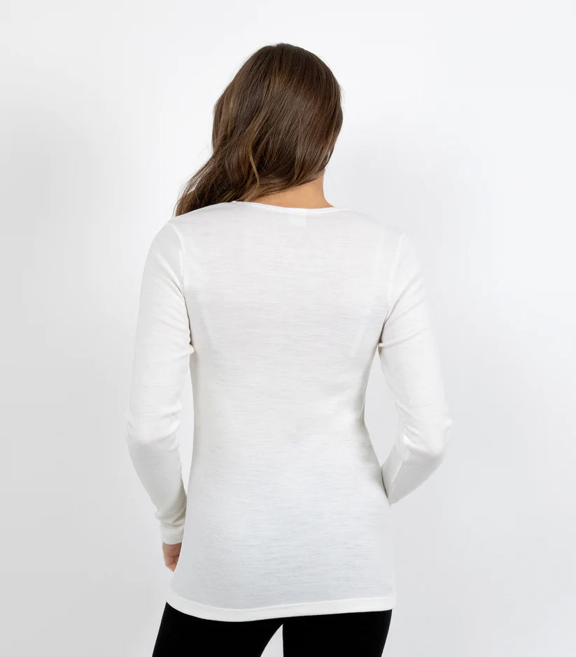 Pure Merino Wool Thermal Top - Ivory
