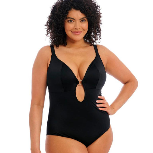 Plain Sailing Non-Wired Plunge Swimsuit - Black