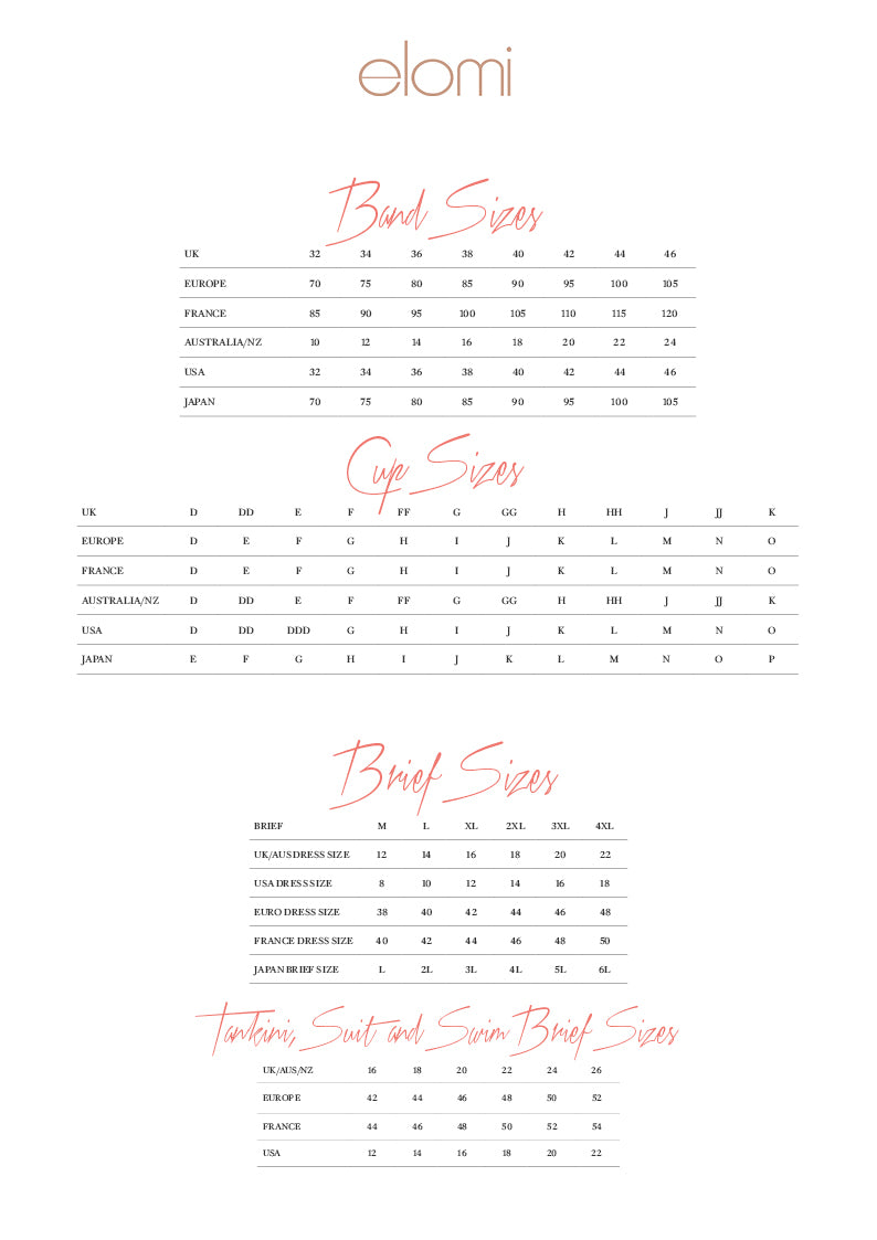 Elomi Size Guide Florence May Intimates