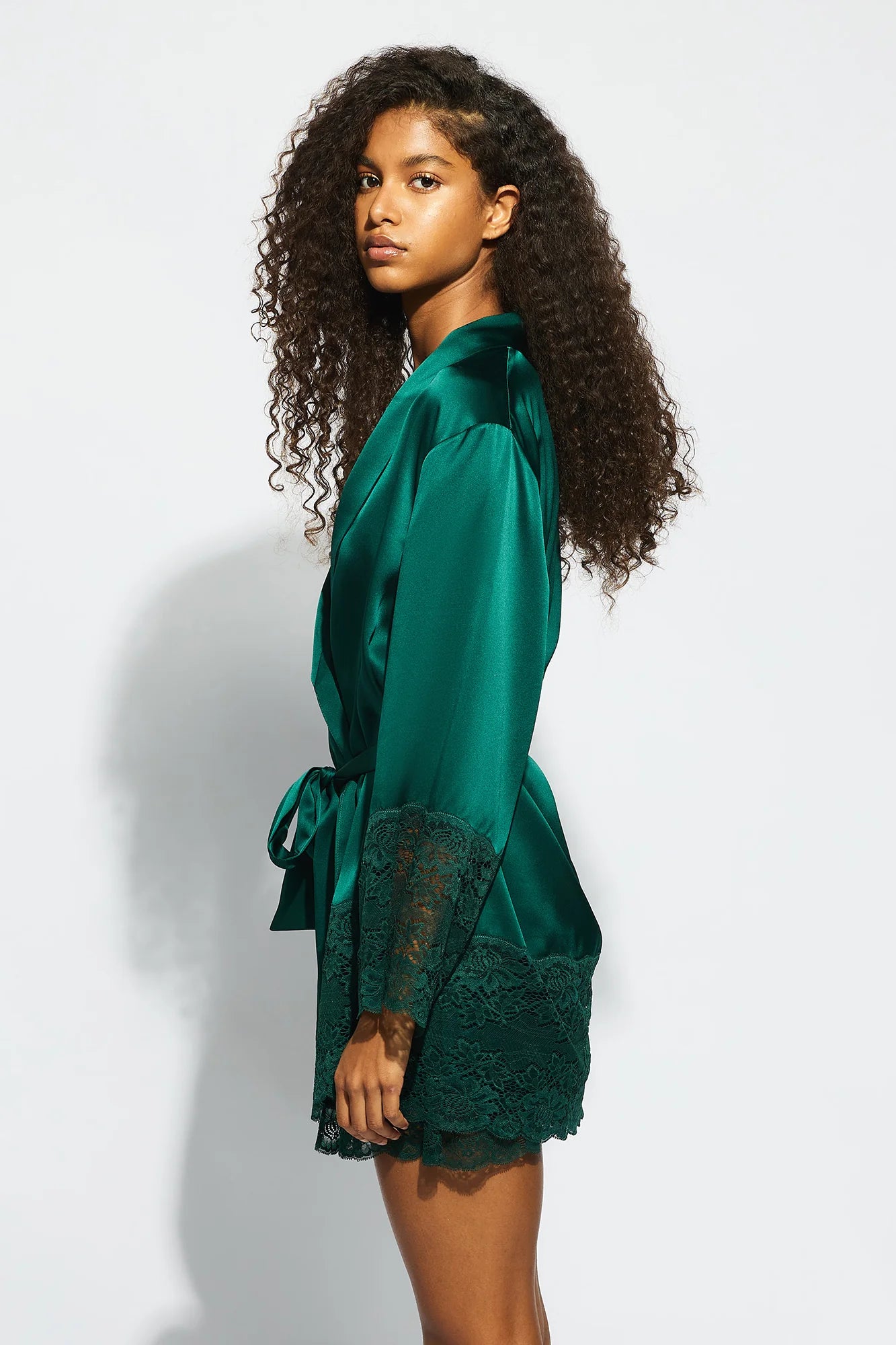 Silk Lace Robe - Emerald